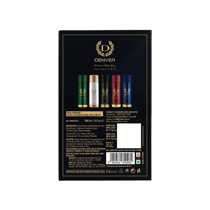 Denver Pack of 2 SRK's Favorite Deos Pack - (Hamilton & Pride) - 200ml Each view 4