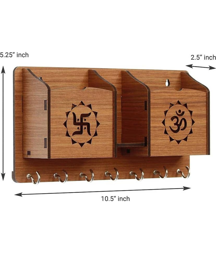 JaipurCrafts Brown Wood Key Holder - Pack of 1 view 2