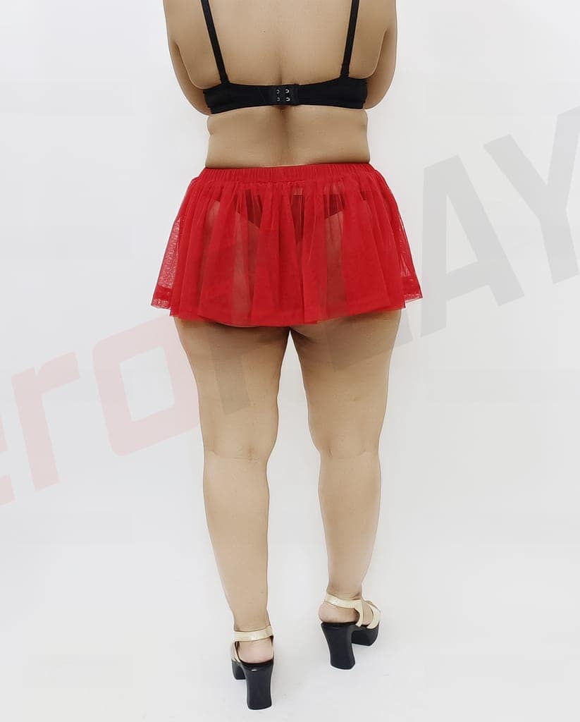 Girls and Women Casual, Beach, Swim, Honeymoon and Club Wear Transparent Red See Through Micro Skirt view 2