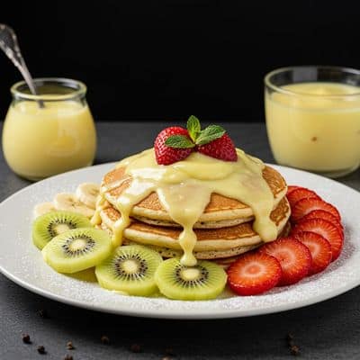Vanilla Custard And Fresh Fruit Pancakes