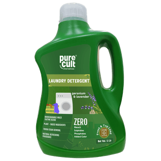 PureCult Laundry Detergent - 5 Ltr, Geranium & Lavender, Biodegradable, Plant-Based, Tough Stain Removal, Natural Refreshing Fragrance, Zero Bleach, Sulphates, Phosphates, Added Color, Front & Top Load