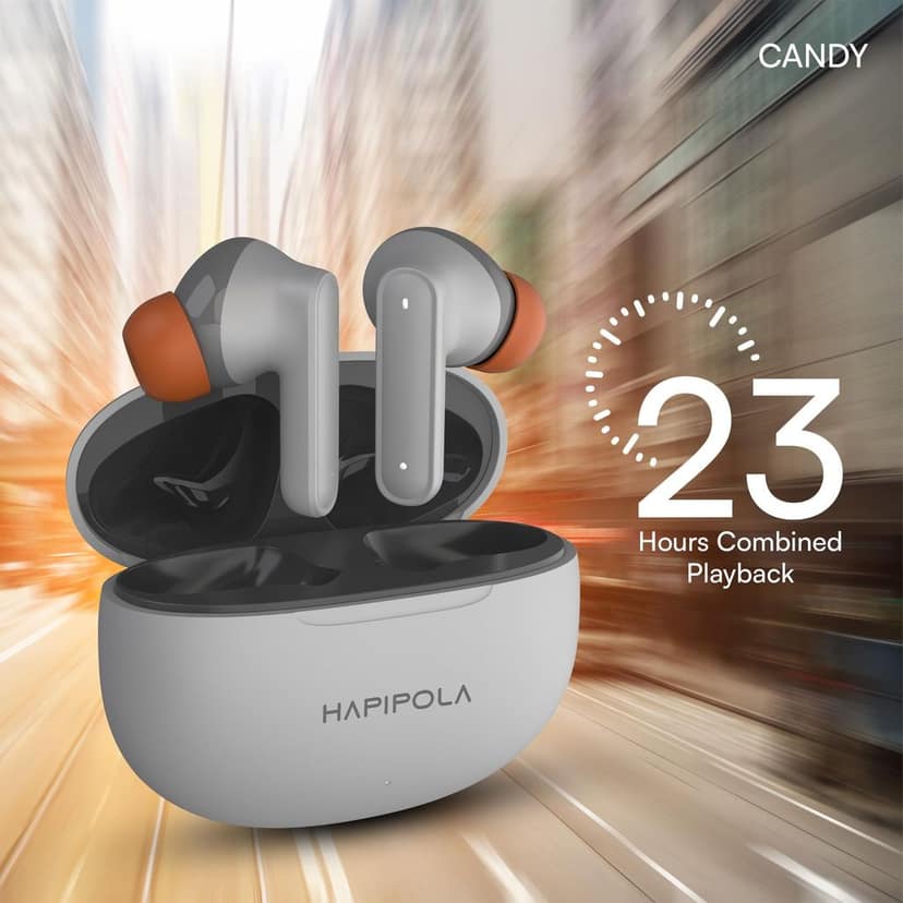 HAPIPOLA TWS Candy Immersive Audio | Ai-ENC | Bluetooth v5.2 13mm Driver | 100 Hours Stand-by 23 Hours Combined Playback | Touch Control Type C Interface | Good Bass view 3