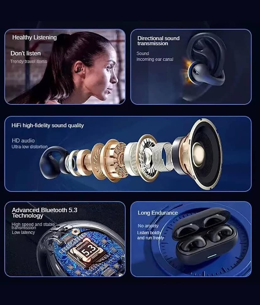 VERONIC T75 EAR CLIP OWS Bluetooth True Wireless (TWS) On Ear 30 Hours Playback Comfirtable in ear fit IPX4(Splash & Sweat Proof) Pink view 2