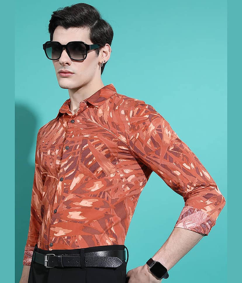 Ketch 100% Cotton Slim Fit Printed Full Sleeves Men's Casual Shirt - Red ( Pack of 1 ) view 4