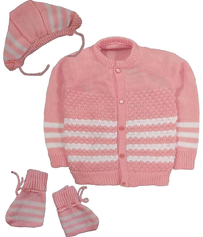 LITTLE PANDA Single Unisex for Baby Woollen Pullover ( Baby Pink )