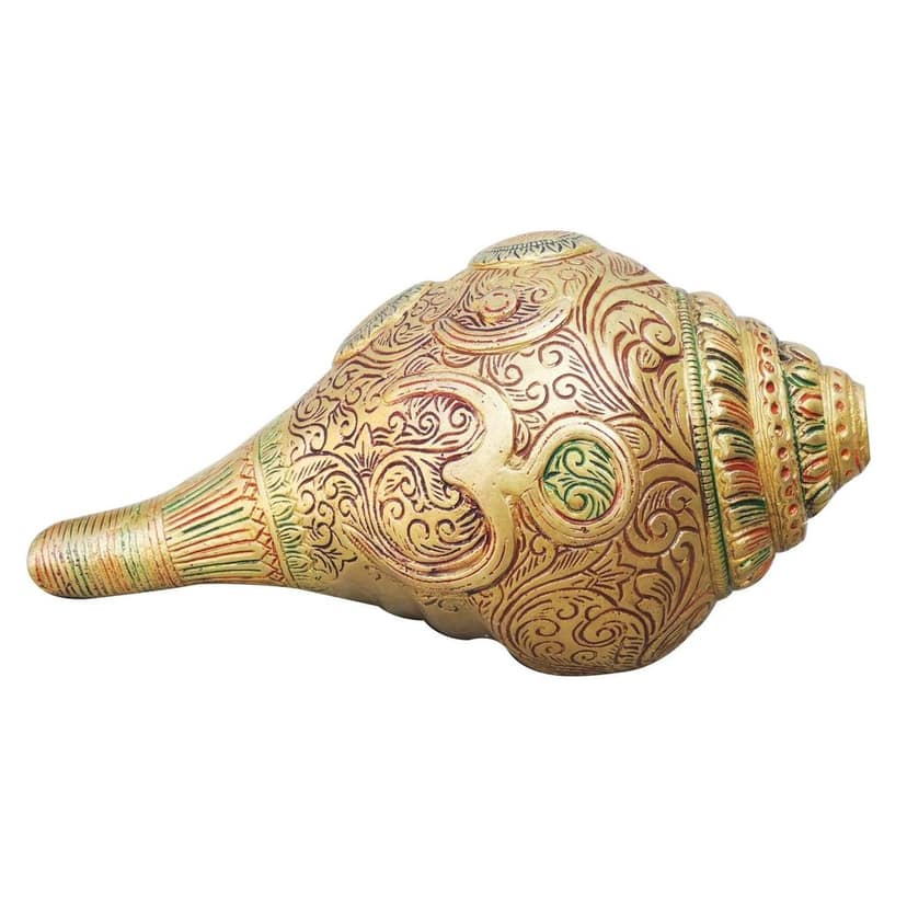 Brass Showpiece Shank With Ganesh God Idol Statue (BSMAS946 B) view 3
