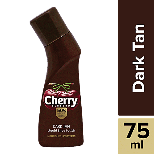Cherry Blossom Liquid Shoe Polish, Dark Tan, 75 ml Bottle