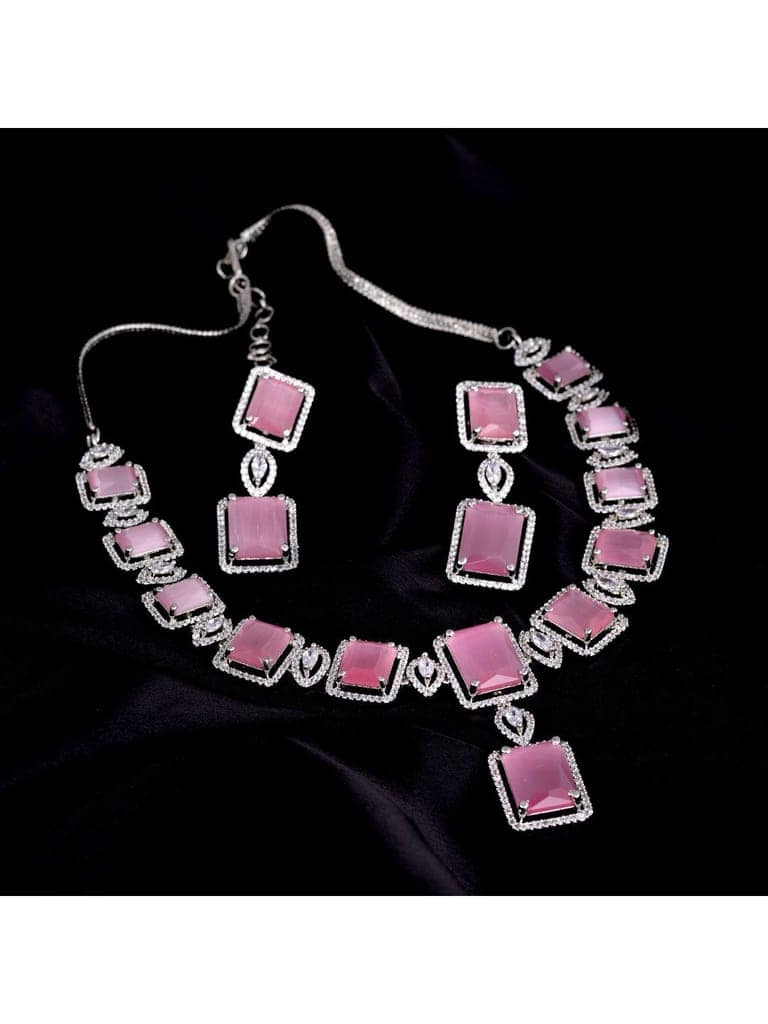 Big rose quartz stuuded handcrafted necklace set earrings view 3