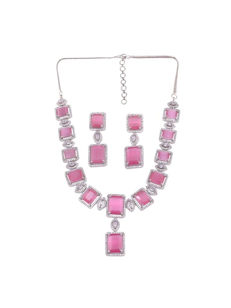 Big rose quartz stuuded handcrafted necklace set earrings view 4