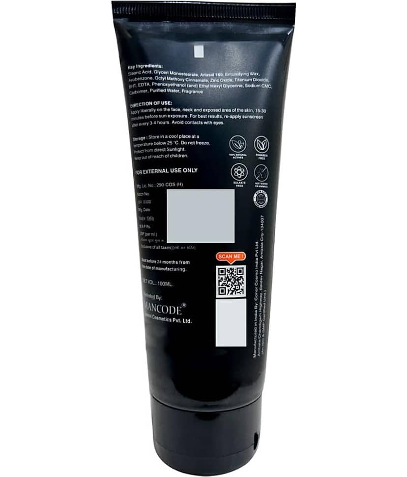 Mancode Sunscreen SPF 50 PA+ Lotion & Blue Light Protection For All Types of Skin for unisex (Pack of 1) view 2