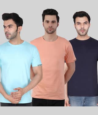 Comey Pack of 3 100% Cotton Regular Fit Men's T-Shirt ( Multicolor )