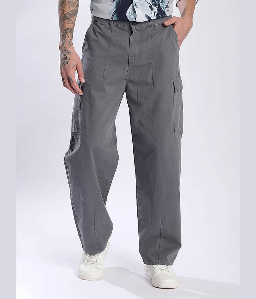 Bene Kleed Loose Flat Men's Cargos - Grey ( Pack of 1 )