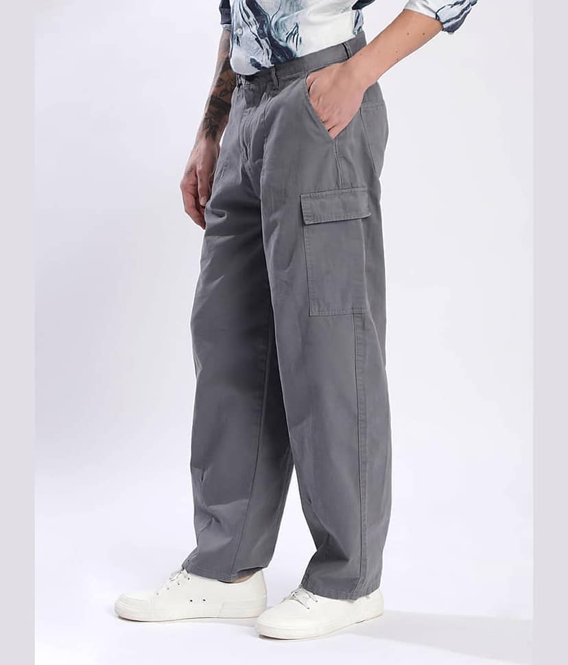 Bene Kleed Loose Flat Men's Cargos - Grey ( Pack of 1 ) view 3