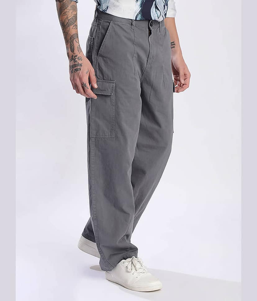 Bene Kleed Loose Flat Men's Cargos - Grey ( Pack of 1 ) view 6