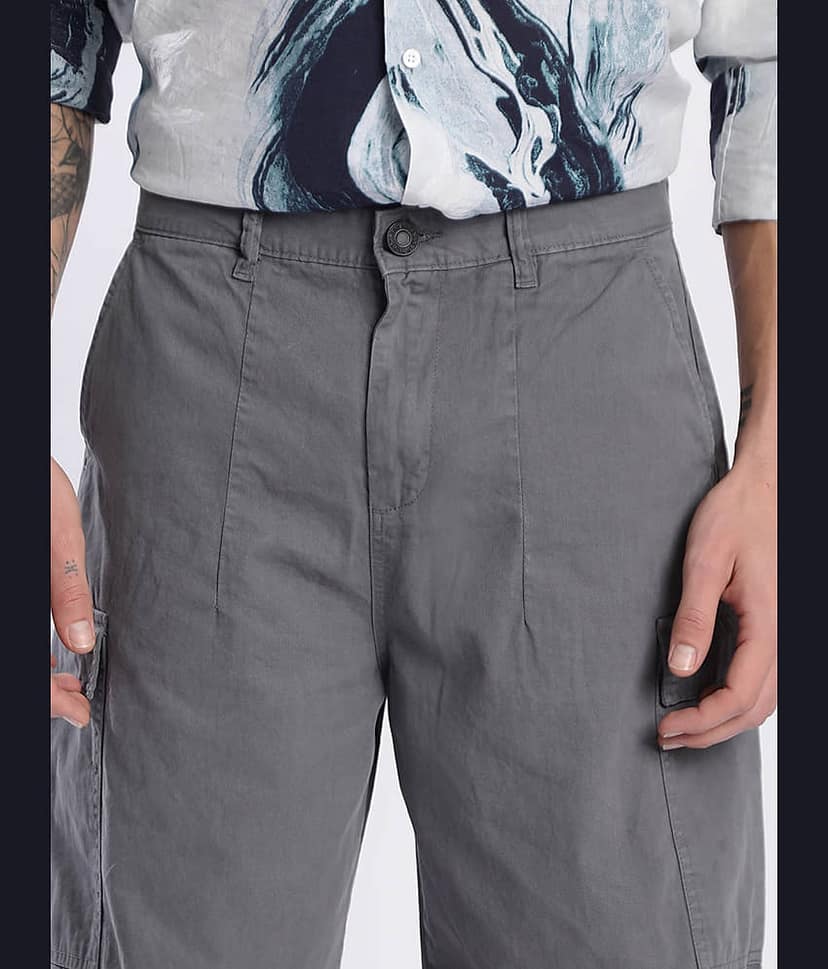 Bene Kleed Loose Flat Men's Cargos - Grey ( Pack of 1 ) view 7