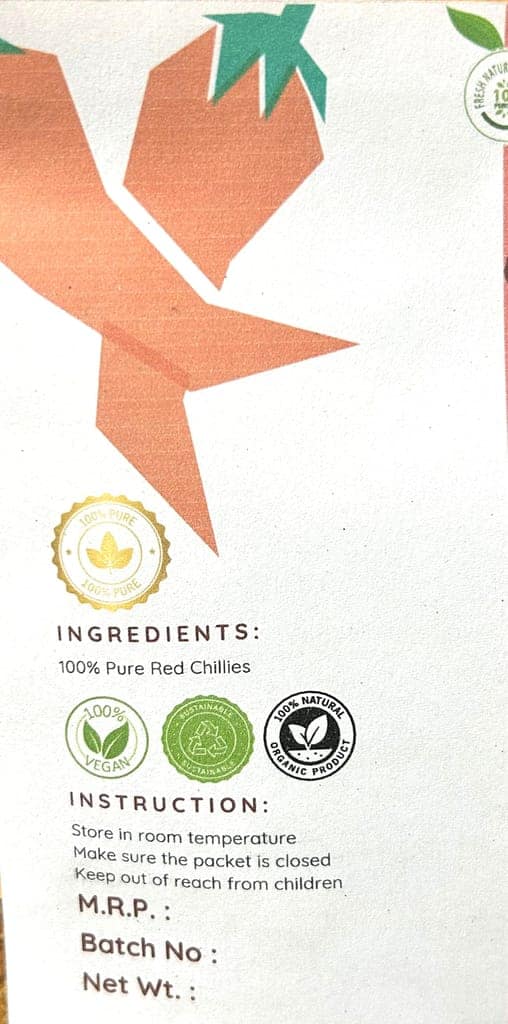 "100% Pure & Fresh Red Chilli Powder - 100gm" view 3