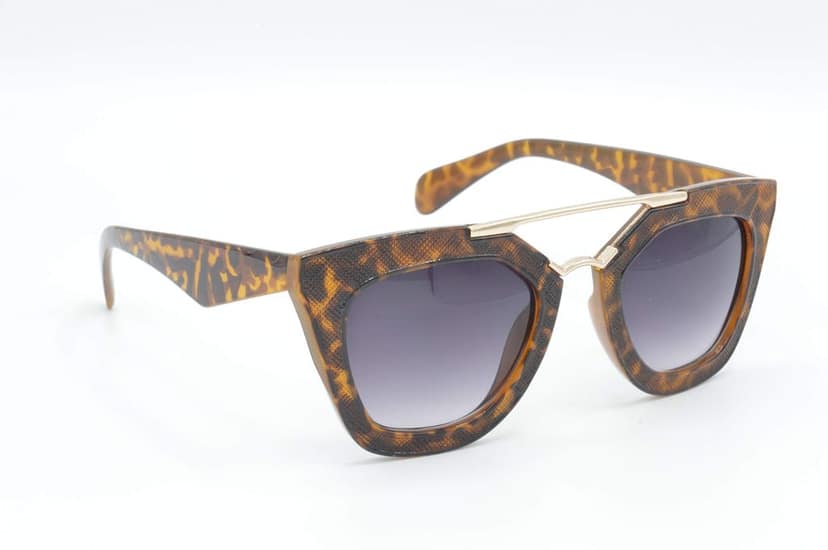 Hrinkar Unisex Rectangular Sunglasses Golden & Brown Frame, Clear & Brown Lens (Medium) - Pack of 2 view 6