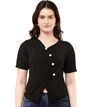 Hemang Fashion Women's Polyester Shirt Style Top ( Red )