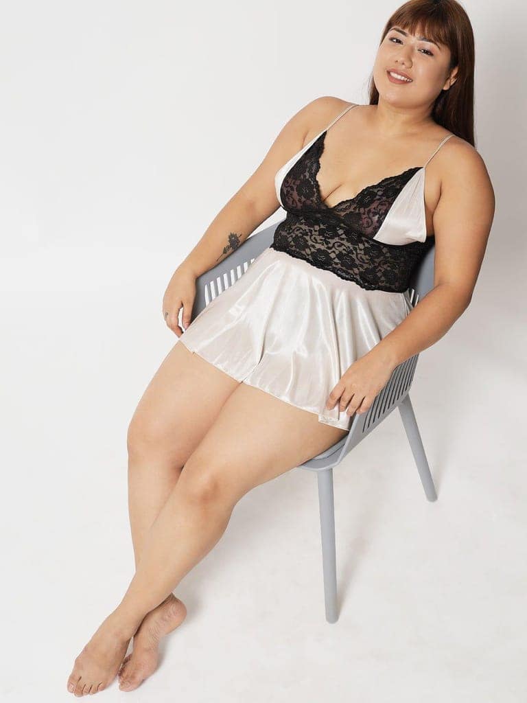 Hot Satin and Lace Sexy Honeymoon Babydoll Bikini Dress 07Ac S-10XL view 5