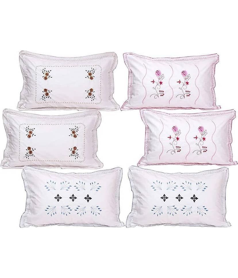 MAHALUXMI COLLECTION Pack of 6 White Pillow Cover (18 X 28 Inch)