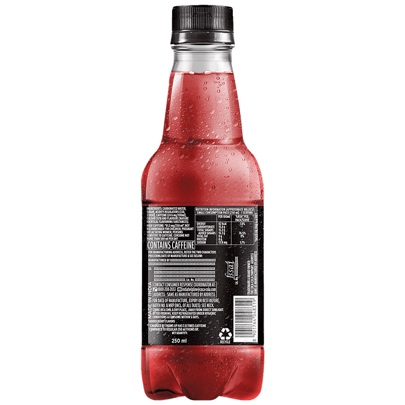 Thums Up Charged - Berry Bolt, 2X Caffeine, 250 Ml view 2