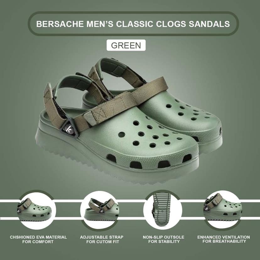 Bersache Extra Soft Classic Casual with Back Strap Regular wear with Ultra Soft & Flexibility Technology Clog for Men's view 5
