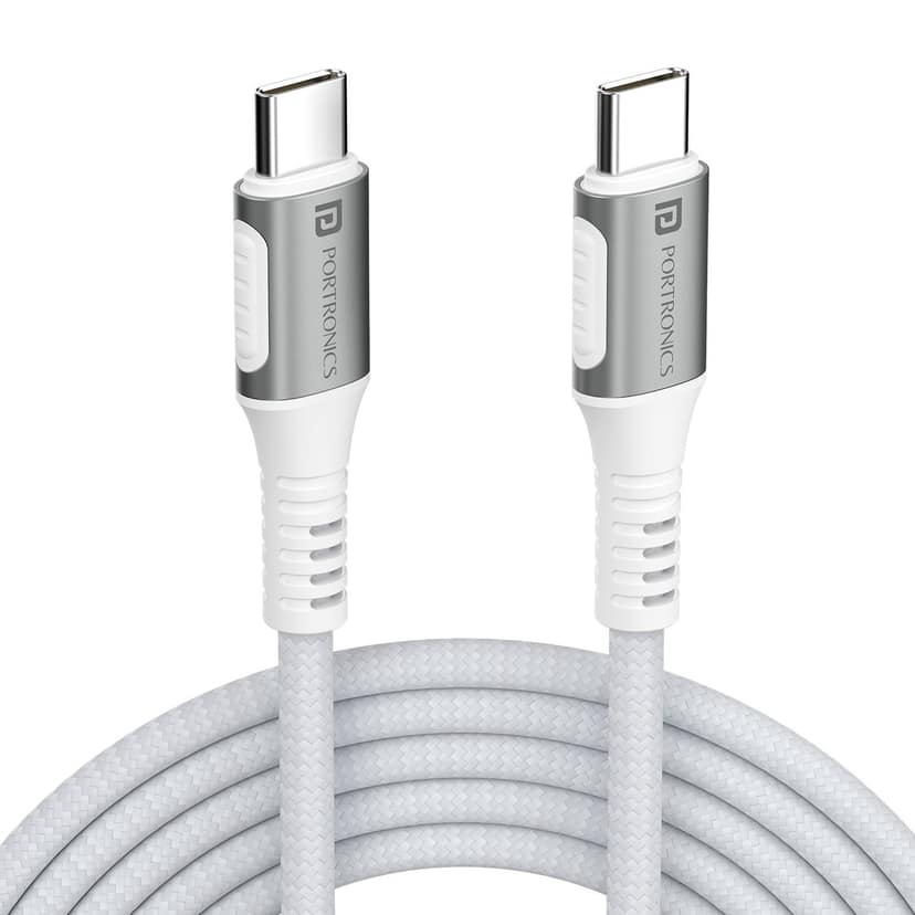 Portronics Konnect Y Type C To Type C Fast Charging Cable - White