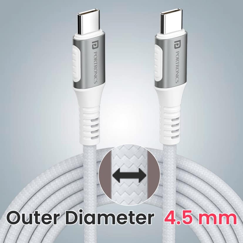 Portronics Konnect Y Type C To Type C Fast Charging Cable - White view 4