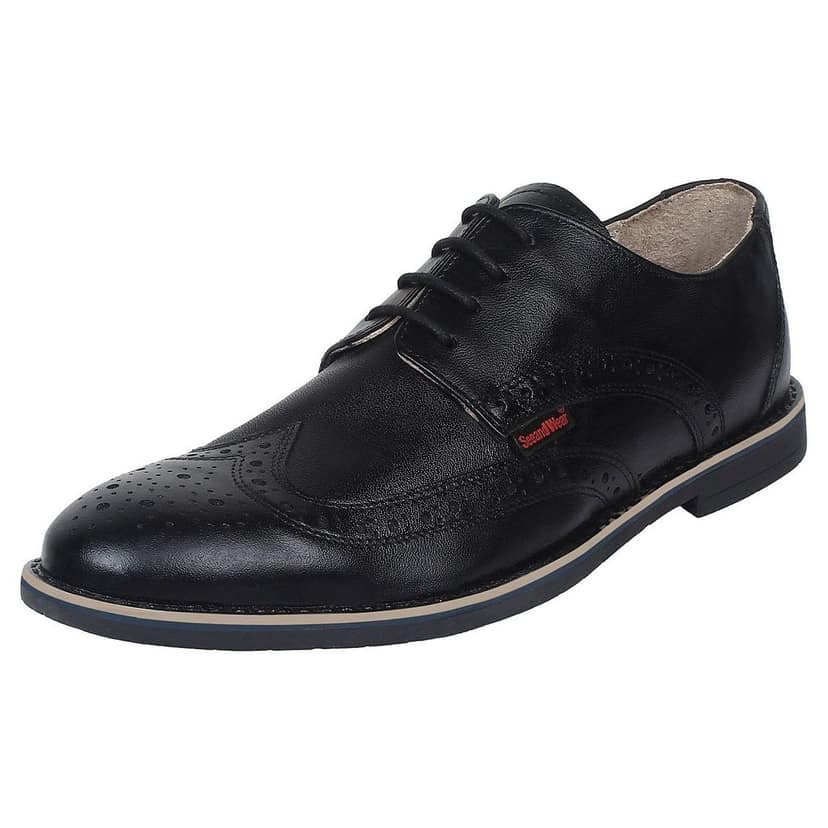 SeeandWear Black Brogue Formal Shoes for Men. Branded Genuine Leather Pointed Lace up Shoe view 5