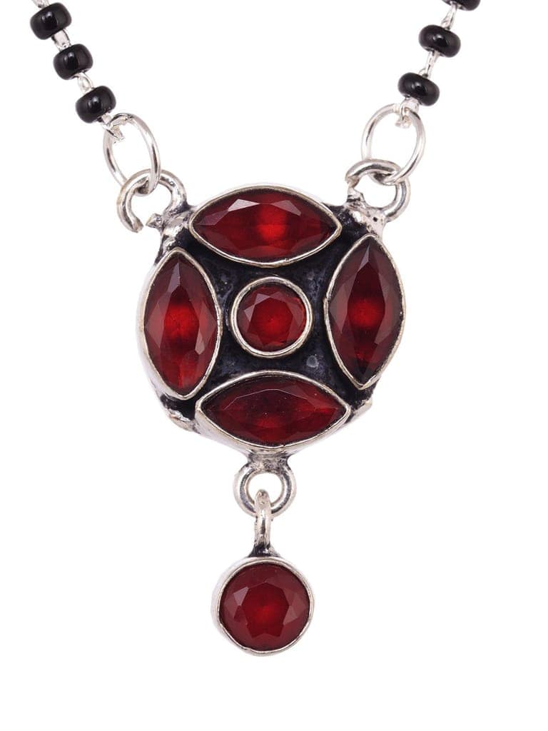 Red Silver Plated AD Studded Minimal Mangalsutra view 3