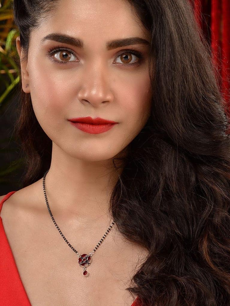 Red Silver Plated AD Studded Minimal Mangalsutra view 4