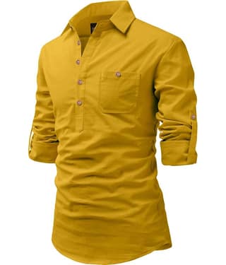 UNI VIBE Olive Cotton Blend Men's Shirt Style Kurta ( Pack of 1 )