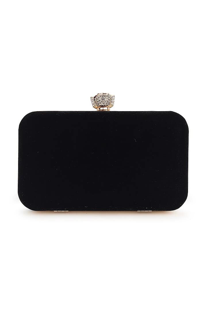 Black Velvet Zardosi Embroidered Clutch view 2