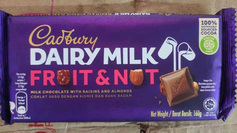 Cadbury dairy milk chocolate fruit & nut