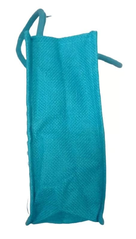 Blue and White Striped Jute Bag with Embroidery view 2