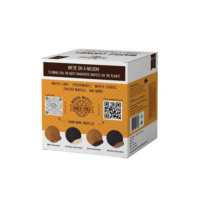 Waffle Mill Waffle Cookies | Double Chocolate | 1 Box Contains 5 Cookies | Each Box 175 gm | 100% Vegetarian And No Added Preservatives (350 gm) - Pack of 2 view 2