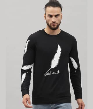 ELBATROSS Pack of 1 Polyester Regular Fit Men's T-Shirt ( Black )