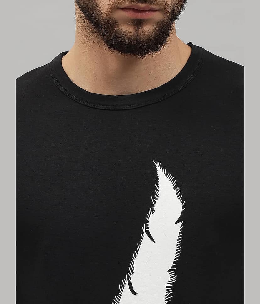 ELBATROSS Pack of 1 Polyester Regular Fit Men's T-Shirt ( Black ) view 2