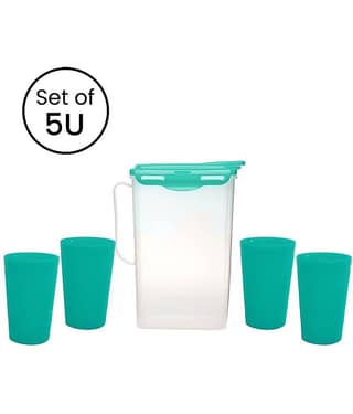 Generic Plastic Fridge Jug & Glasses Sets ( Pack of 5 ), Green Colour