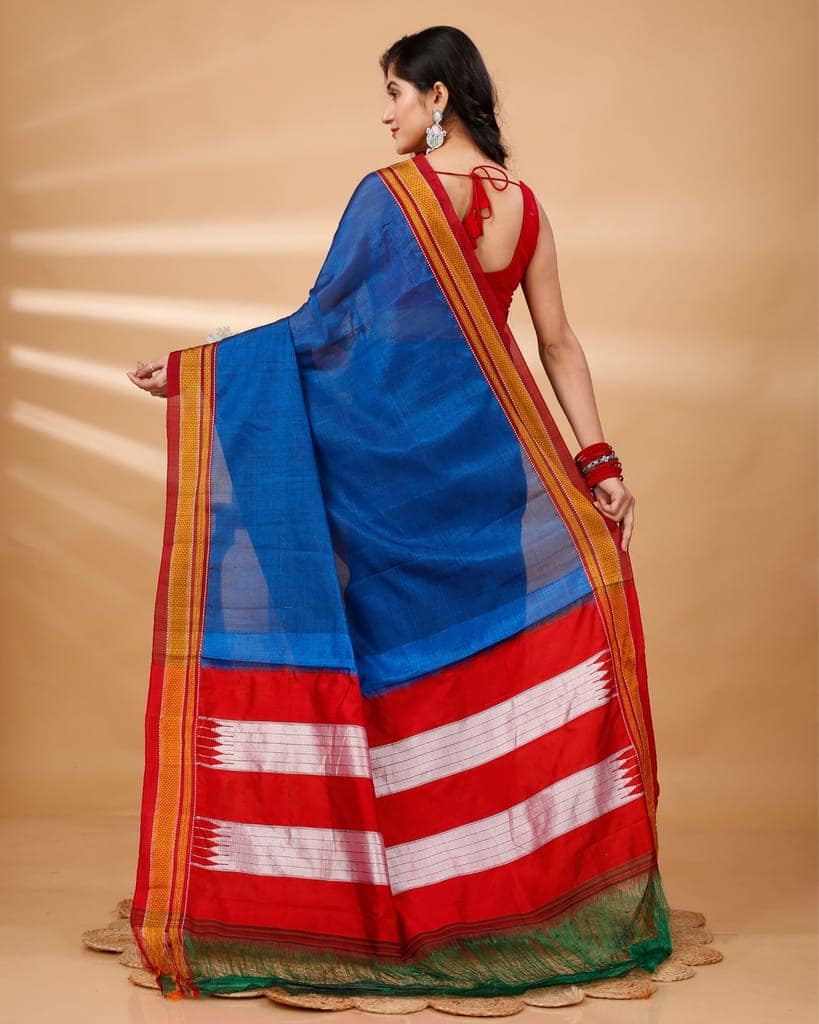 ILKAL Handloom Cotton Silk Saree Royal Blue Color with running blouse-9983 view 4