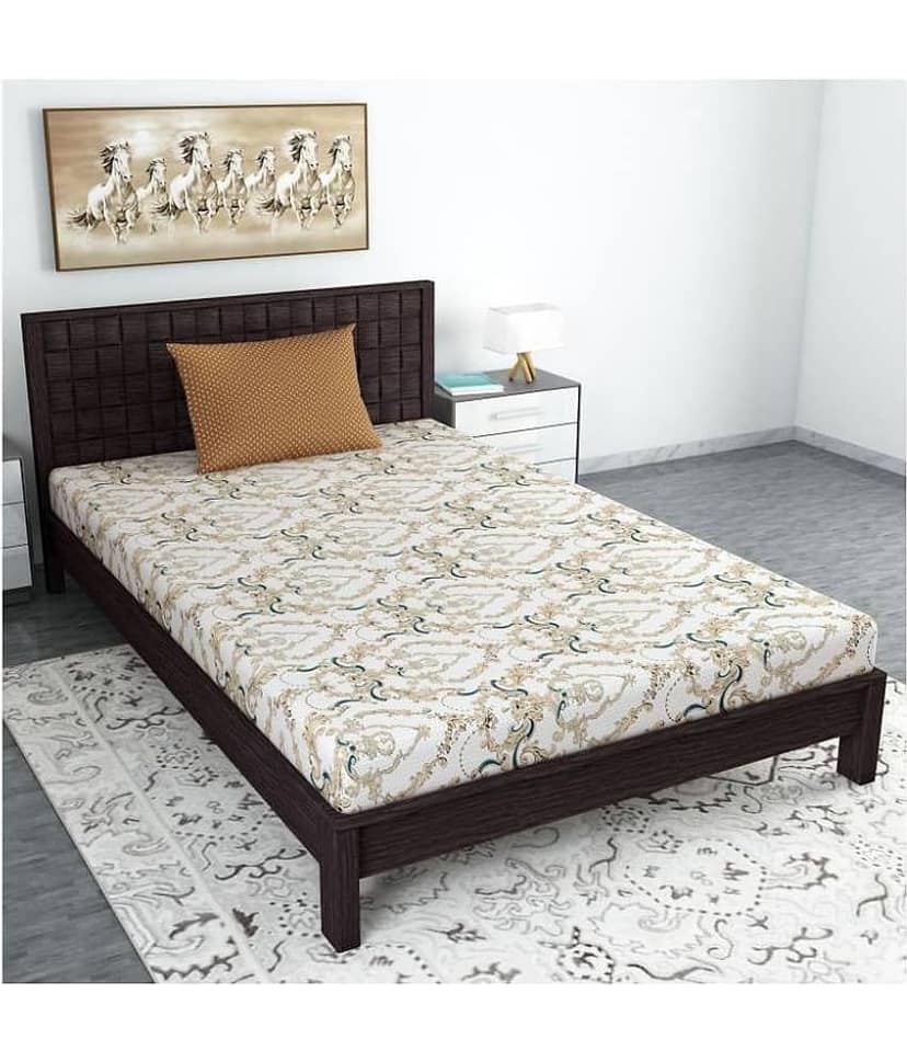 DIVINE CASA Cotton Single Bedsheet ( Beige )