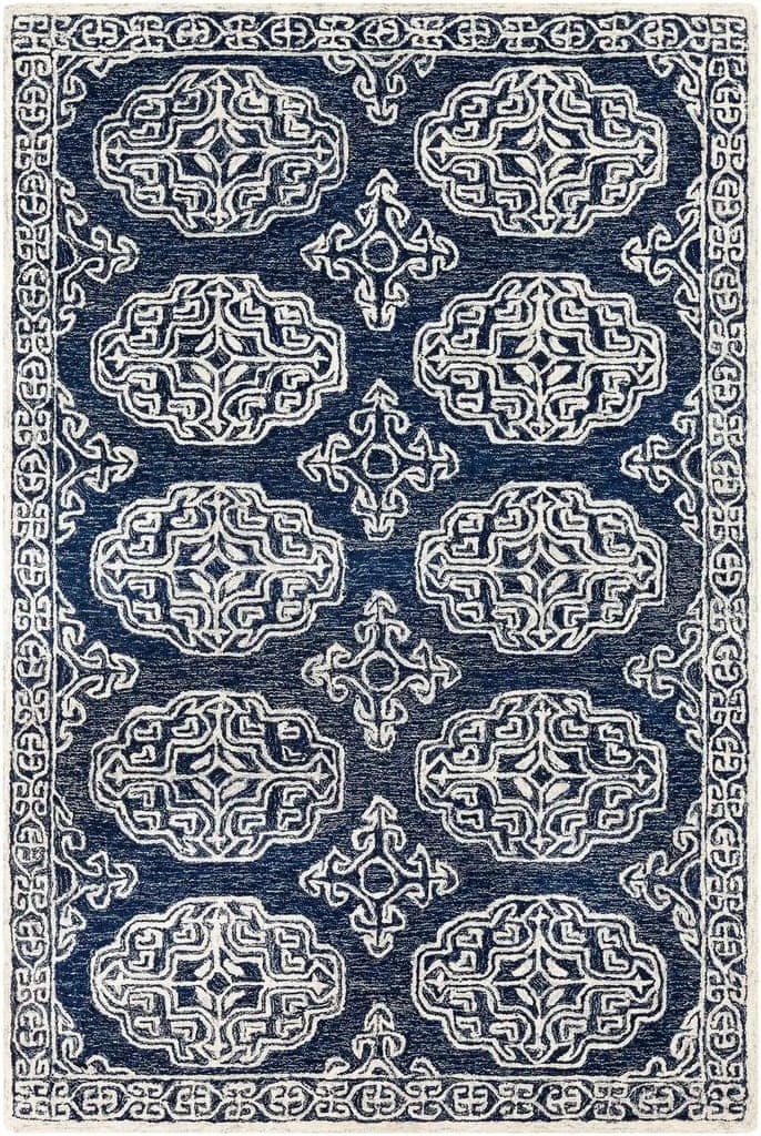 Hand-Tufted Granada Blue and Beige Wool Rug view 2