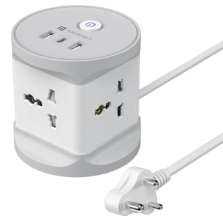 Portronics Power Plate 9 Pro 7-in-1 Power Extender, 4x Universal Sockets, 2x USB-A, Type-C Port, 2M Cord, Space-Saving with ON/OFF Switch