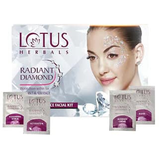 Lotus Herbals Radiant Diamond Cellular Radiance 1 Facial Kit With Diamon Dust Cinnamon For All Skin Types 37G