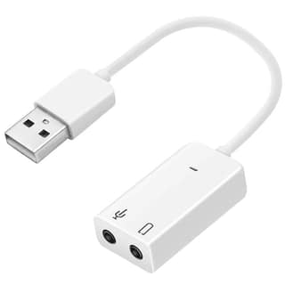 USB 2.0 Sound Card Audio Adapter, 7.1 Channel , 3.5mm Dual Jack for Voice Recording and Listening Compatible with Laptop and Desktop (White)