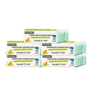 Ecolastic 100% Compostable & Eco-friendly Garbage Bags I SMALL (17 x 19 in.) I 75 bags I Pack of 5 I Capacity 20L I Green Colour