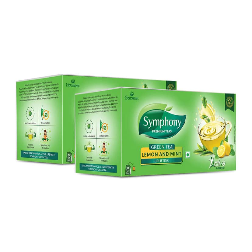 Goodricke Symphony Lemon & Mint Green Tea, 25 Tea Bags (Pack of 2) - undefined