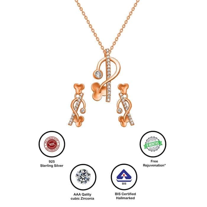 Rose Gold Cluster Pendant Set view 7