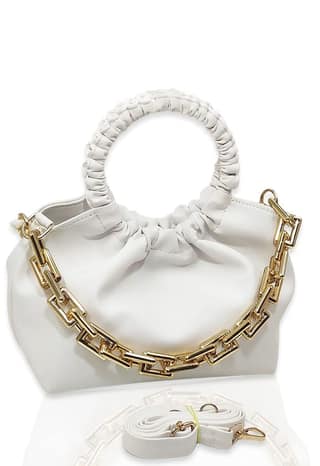 Magnifique Polyurethane ?Women's Hand/Sling/Side Bag/Purse? (Free Size_White)