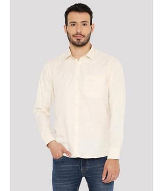 Maharaja - Yellow Cotton Blend Slim Fit Men's Formal Shirt ( Pack of 1 )